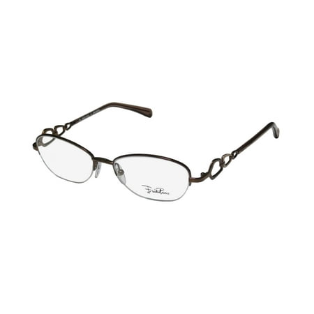New Emilio Pucci 2125 Womens/Ladies Designer Half-Rim Shiny Brown Fabulous Italian Hard Case Frame Demo Lenses 51-16-135 Eyeglasses/Spectacles
