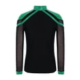 thumbnail image 4 of RUNQHUI Kids Boys Shiny Rhinestone Long Sleeve Figure Ice Skating Top Tees Performance Competition T-Shirts Green 16, 4 of 5