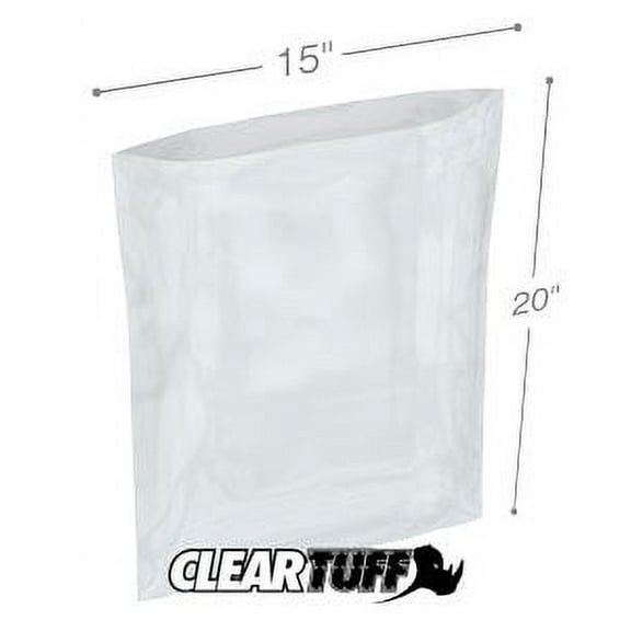 ClearTuff - 15" x 20" 2 Mil Flat Poly Bags - 1000/Case