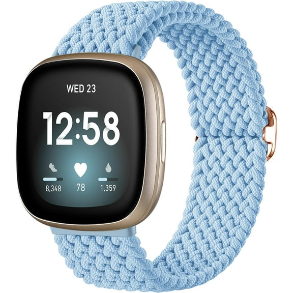 REQO Braided Stretchy Band Compatible for Fitbit Sense/Versa 3/4 and Sense 2, Soft Elastic Strap Bracelet Wrist Bands for Smart Watch, Accessory for Men and Women