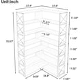 thumbnail image 2 of AngLink 7-Tier Bookcase Home Office Bookshelf, L-Shaped Corner Bookcase with Metal Frame, Industrial Style Shelf with Open Storage, MDF Board (Gold), 2 of 7