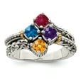thumbnail image 2 of Finest GoldQMR10-4-8 Sterling Silver Two-Tone & 14K Four-Stone Mothers Ring Mounting - Size 8, 2 of 6