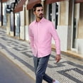 thumbnail image 3 of HISDERN Dress Shirts for Men Button Down Dress Shirt Casual Long Sleeve Formal Shirt Pink Purple, 3 of 7