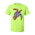 thumbnail image 2 of Wild Bobby, Colorful Rainbow Sea Turtle Animal Lover Men's Graphic T-Shirt, Safety Green, Small, 2 of 3