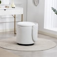 thumbnail image 5 of Pawverly Swivel Vanity Stool with Storage, Upholstered Barrel Chair 360° Rotating Makeup Ottoman, Padded Accent Chair for Bedroom, Living Room, Dining Room, Beige, 5 of 11