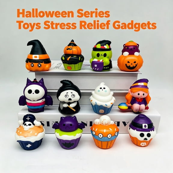 LJMsdf Halloween Squishy, Slow Rising Party Favors, Cute Ghost Pumpkin Bat Halloween Gift for Teen of 14 