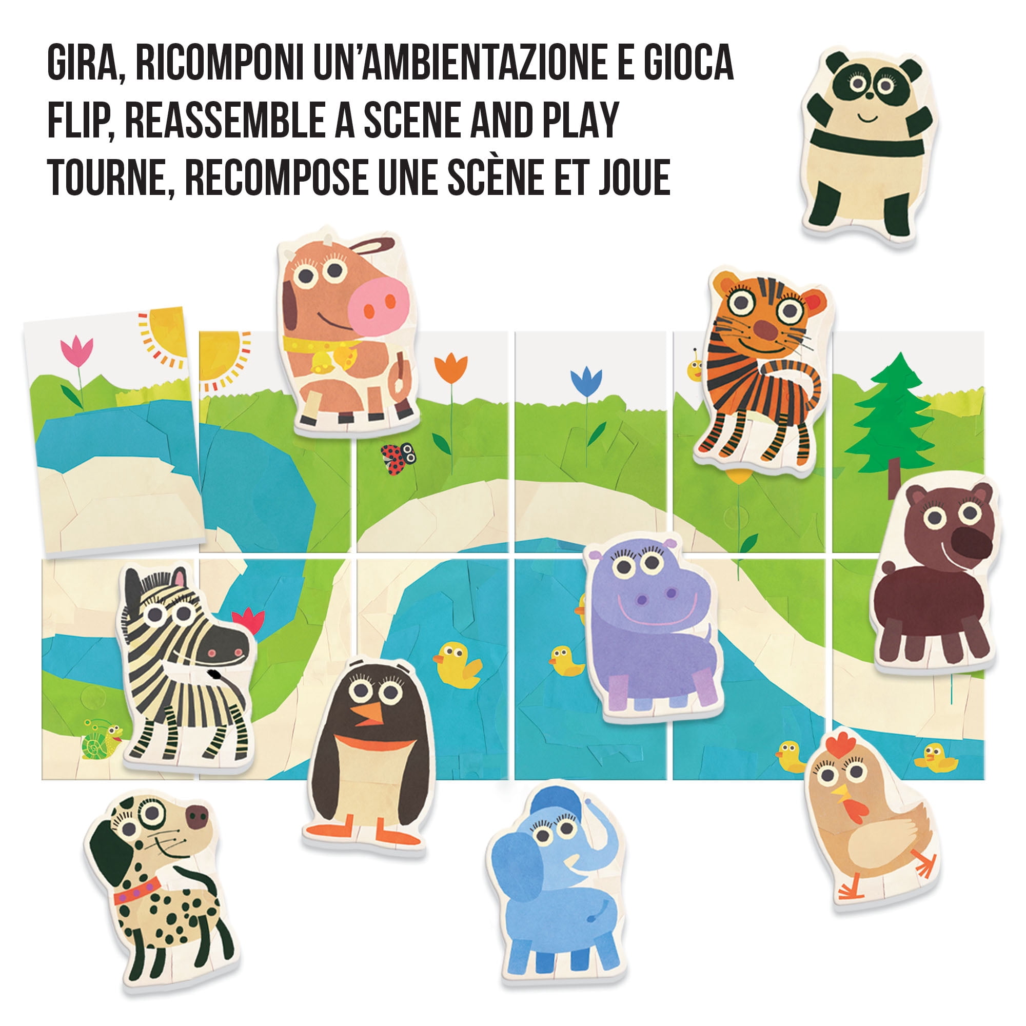 Headu: Flashcards - Baby Logic - Animal Matching Game, Flip Card Scene Assembly Play Puzzle, Shape & Image Relationship, Montessori Toy, Toddlers 1-3
