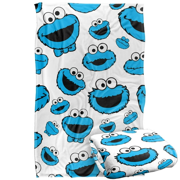 Sesame Street Cookie Face Pattern Officially Licensed Silky Touch Super Soft Throw Blanket 36' x 58'