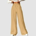 thumbnail image 2 of NOLDARES Womens 2024 Fall Wide Leg Pants High Waist Loose Fit Casual Flowy Long Trousers with Pockets(Gold,XXL), 2 of 8