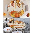thumbnail image 2 of Round Tablecloth Pumpkins Fall Thanksgiving Elastic Edge Fitted Orange Leaves Farmhouse Plastic Table Cover,Waterproof Oil Proof for Dinner,Outdoor, Picnic, 36" - 44"&nbsp; DIA Tables, 2 of 6