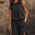 thumbnail image 3 of Women's Summer Dresses Long Dress Sleeveless Trendy Solid Color Split Tank Dress for Dating Working Shopping, 3 of 4