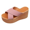 thumbnail image 4 of Mules à Plateforme à Bout Ouvert pour Femmes, Semelle Épaisse, Brides Croisées, Sandales Compensées Confortables Antidérapantes, Chaussures Habillées Rouges, Taille 6,5, 4 of 6