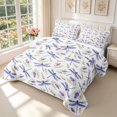 thumbnail image 3 of Erosebridal Elegant Dragonfly Bed Spread Queen,Coastal Daisy Flowers Queen Coverlet Set,White Blue,3pcs,1 Quilt and 2 Pillowcases, 3 of 7