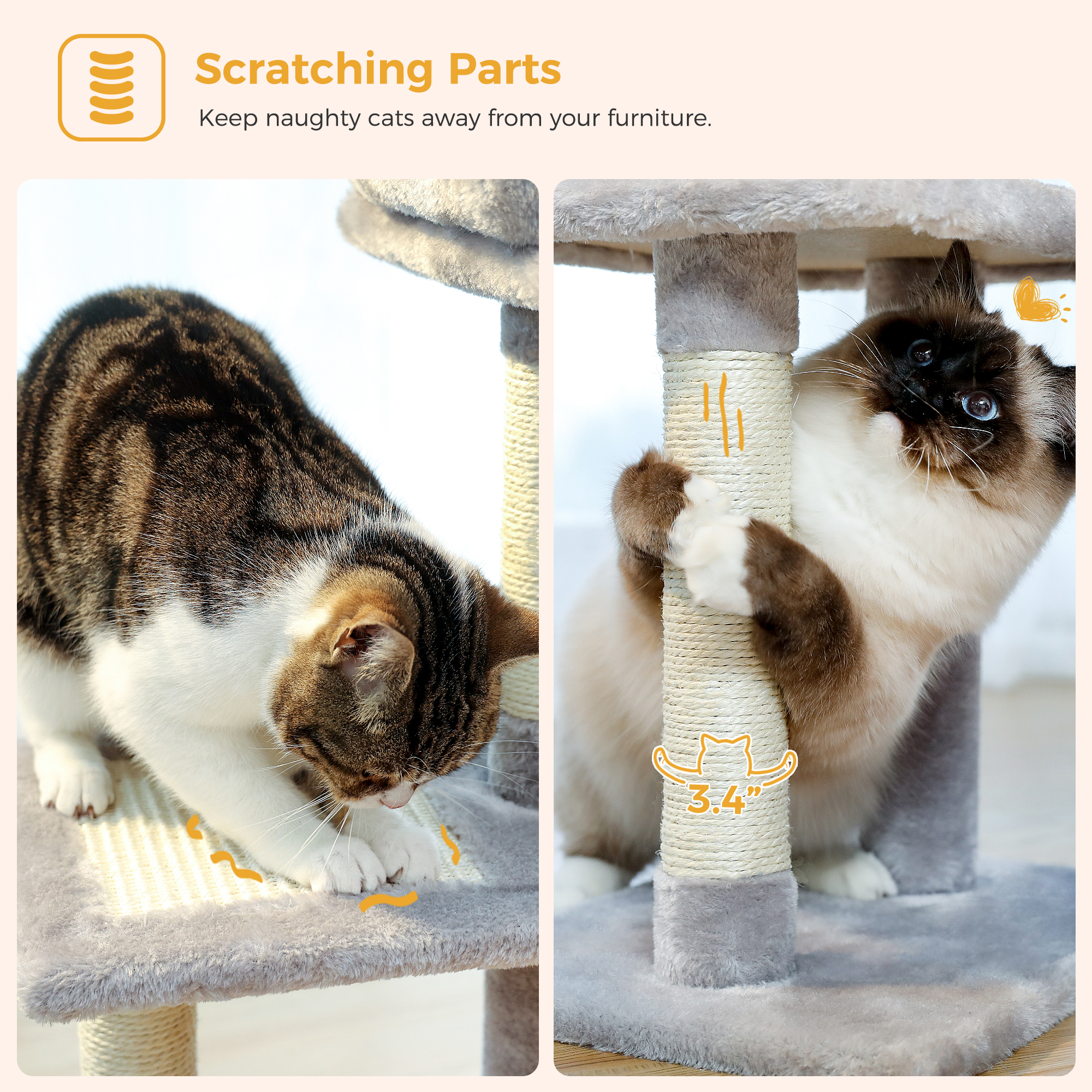 Pawz Road 28 Inch Small Cat Tree Tower with Scratching Posts photo 6