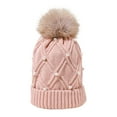 thumbnail image 5 of Pom Pom Beanie Winter Hat for Women - Faux Fur Pompom Warm Chunky Soft Cable Knit Hats - Cold Weather Knitted Cap, 5 of 8