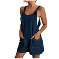 thumbnail image 6 of AUNVITO Women's Denim Overalls Shorts with Straps Loose Fit Casual Comfortable Summer Fashion, 6 of 6