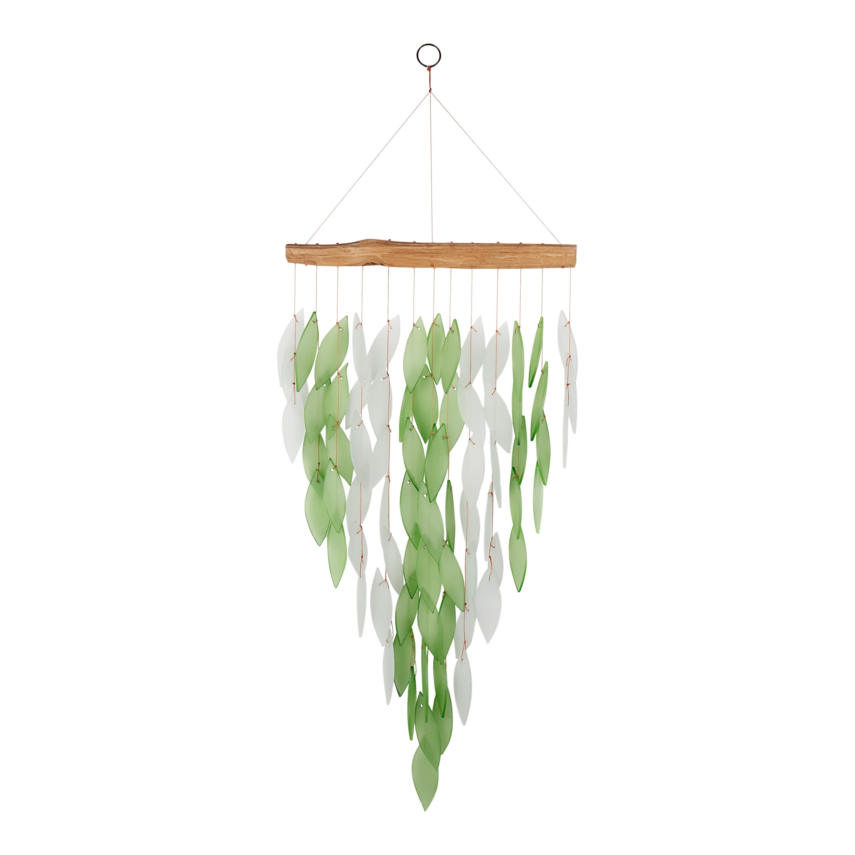Blue Handworks Glass Wind Chime Deluxe Green Waterfall Wind Chimes Garden Decor