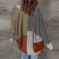 thumbnail image 5 of Odeerbi Fall Winter Color Block Cardigan Sweaters For Women 2025 Fashion Long Sleeve Sweater Jacket Tops Dark Gray, 5 of 5