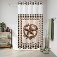 thumbnail image 6 of No Hook Shower Curtain, Western Texas Star Vintage Shower Curtains for Bathroom with See Through Top Window, Rustic Wreath Black Beige Plaid Waterproof & Washable Bath Curtain Narrow 54"x78", 6 of 9