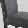 thumbnail image 4 of Set of 2 Grey Biony Fabric Bar Stools with Nailhead Trim and Sturdy Hardwood Frame - Ideal for Daily Family Meals, 4 of 5
