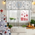 thumbnail image 5 of Blue Boho Curtain Valances for Windows, Kitchen Valance Window Treatments Panel 2 Pack, Luxury Ethnic Traditional Floral Pattern Rod Pocket Short Curtains for Bathroom Bedroom 42 x 12 Inch, 5 of 8