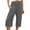 Grey, variant on VEKDONE Womens Linen Capris Pants Elastic High Waisted Yoga Capri Pant Solid Color Loose Fit Lounge Pant Beach Vacation Pant with Pockets Coffee L