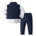 thumbnail image 2 of Zaldita Baby Boys Clothes Toddler Gentleman Outfit Formal Suit Bowtie Dress Shirt + Vest + Pants 4 Pieces Set Navy Blue 4-5, 2 of 7