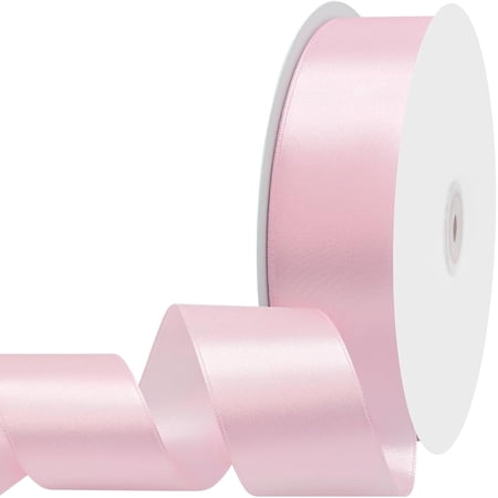 1-1/2 inch Wide 100 Yards Double Face Pink Satin Ribbon Pink Fabric Ribbon for Gift Wrapping Very Suitable for Weddings Decoration Bouquet Balloons Arts Craft Sewing Hair Bow Invitation