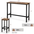 thumbnail image 4 of Giantex 3 Piece Bar Table Set, Pub Height Dining Table Set w/Counter Height Backless Stools, 39.5" Bar Table with 2PC 28" Bar Stools, Breakfast Table Set for Pub, Bistro, Apartment, Rustic Brown, 4 of 10