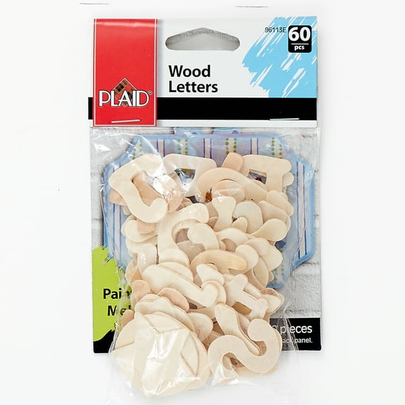 Plaid 1" Natural Beige Wood Letters