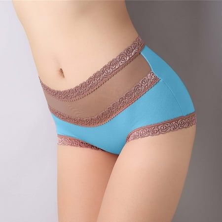 

NEGJ Wome Plus Size Solid Color Panties High Waist Lace Panties Briefs