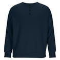 thumbnail image 4 of Hxshgdsn Mens Trendy Waffle Henley Shirt Long Sleeve Knit Pullover Sweater Crewneck Textured Loose Casual 1/4 Button Blouse Navy 2Xl, 4 of 7