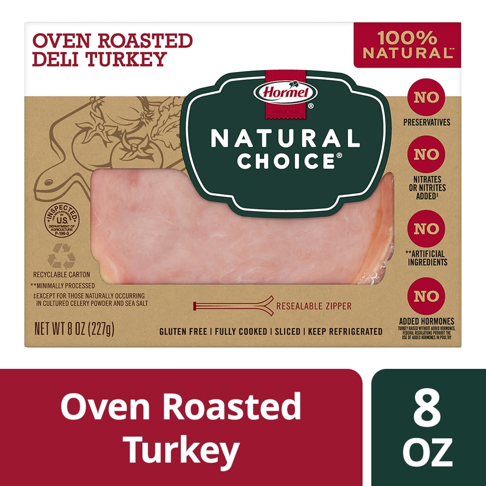 HORMEL NATURAL CHOICE Sliced Oven Roasted Deli Turkey Lunch Meat, 8 Oz