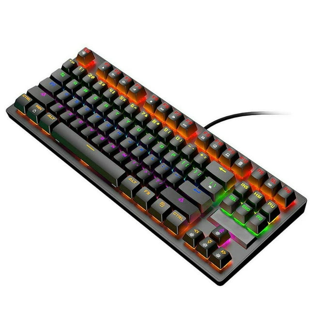 Punk Mechanical Keyboard 87-Key USB Wired Keyboard With Backlight Computer Laptop Keyboard for Office Gaming Pink