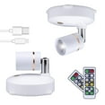 thumbnail image 1 of Injueey Paquete de 2 focos LED inalámbricos con batería, Control remoto, lámpara de escritorio giratoria, pantalla, techo para el hogar y Iluminación y accesorios, 1 of 6