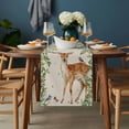 thumbnail image 2 of Botanical Table Runner - 36 Inch Long, Kitchen Dining Table Runner Dresser Scarves, Spring Leaves Flowers Deers Birds Country Biege Farmhouse Decor for Coffee Tables Wedding Party Banquet, 2 of 8