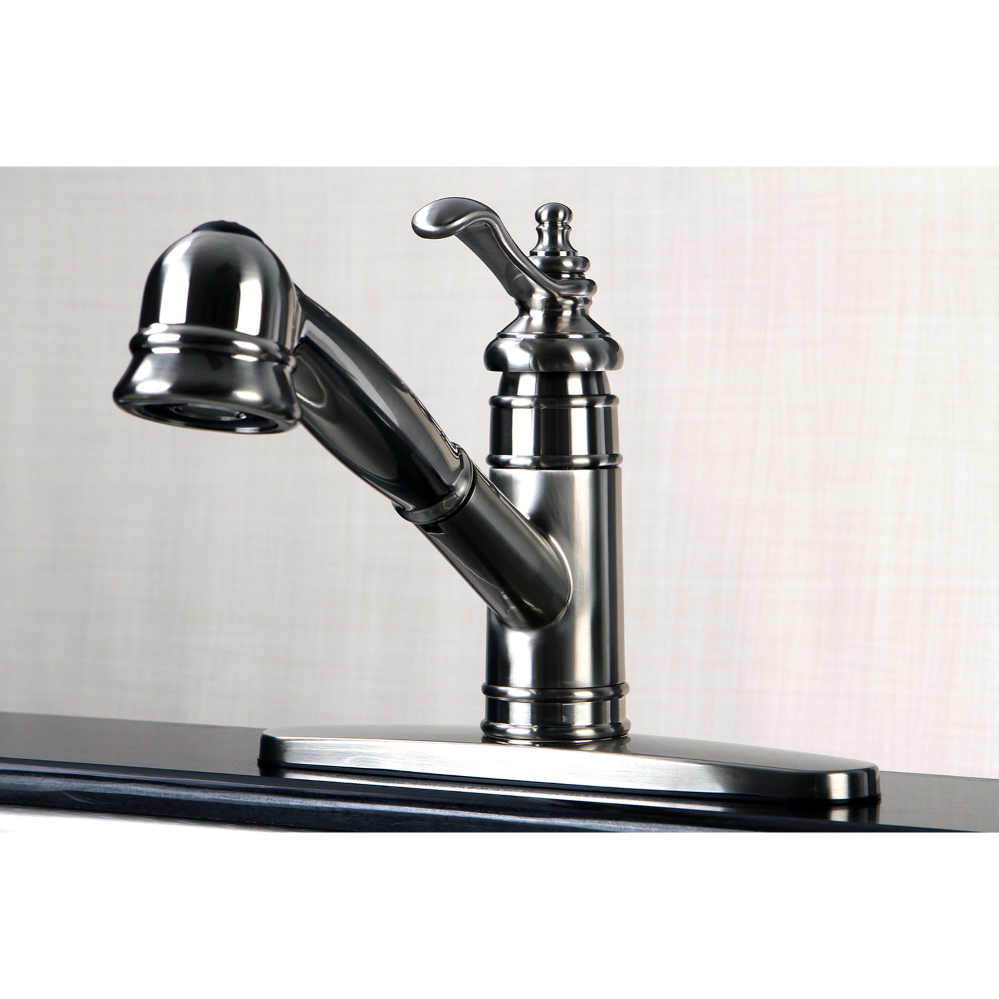 Kingston Brass GSC7578TL Single-Handle 1-or-3 Hole Deck Mount Pull-Out Sprayer Kitchen Faucet in Brushed Nickel