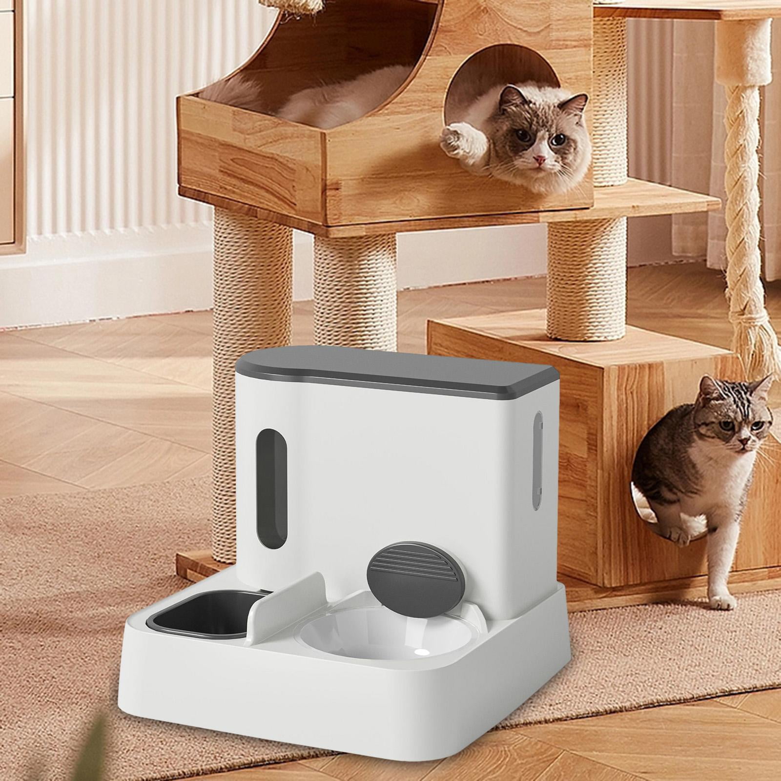 Automatic Cat Feeder Water Drinking Bowl Travels Pets Supplies Feeding and Drinking Container Cat Feeder and Water Dispenser gray