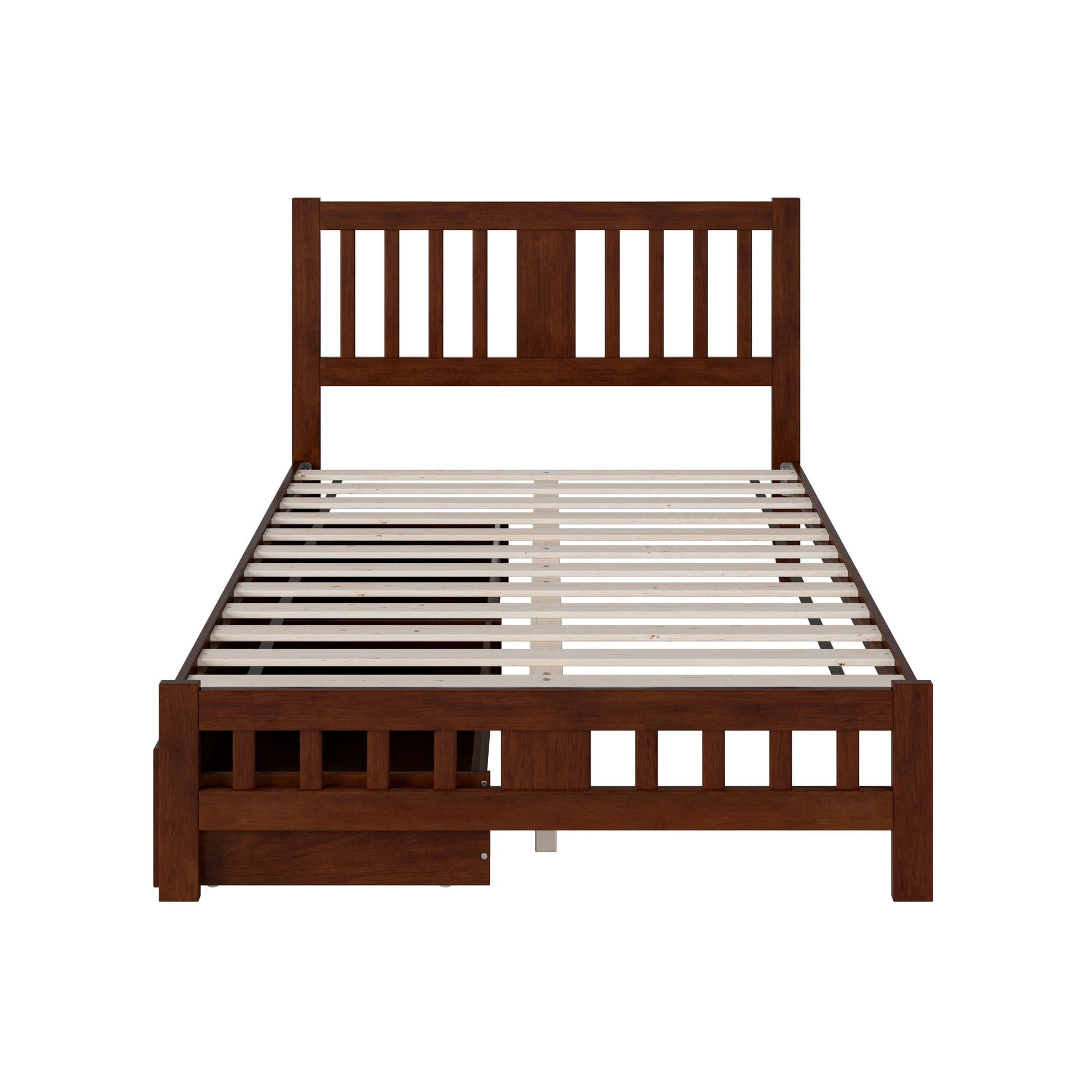 AFI Tahoe Full Wood Platform Bed with Headboard Footboard & 2 Storage Drawers, Walnut