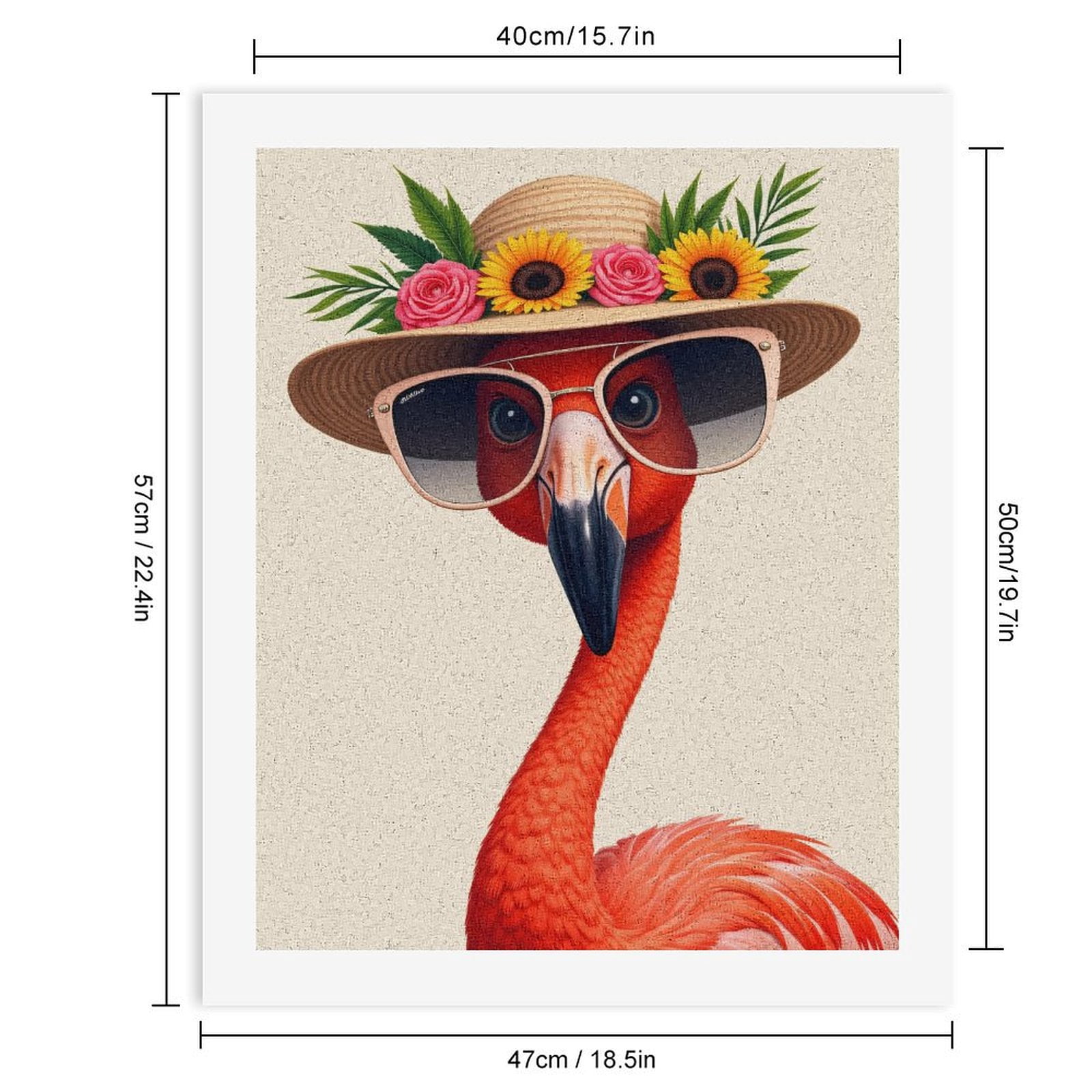 Paint By Numbers Kit for Adults Beginner - DIY Flamingo Summer Hat Sunglasses Flowers Canvas Painting Kits for Adults, Frameless Paint By Number for Adults for Home Wall Decor 16x20 Inch