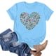 thumbnail image 4 of Primavera Top Mujeres de Moda de Cuello Redondo con Patrones de Corazón de Manga Corta Camiseta Top para Uso Diario Y de Fiesta, 4 of 5