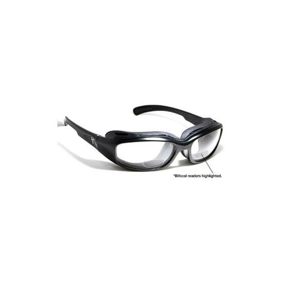 7eye 160140B Churada Sharp View Clear Plus 1.50 Reader Sunglasses- Matte Black - Small & Medium