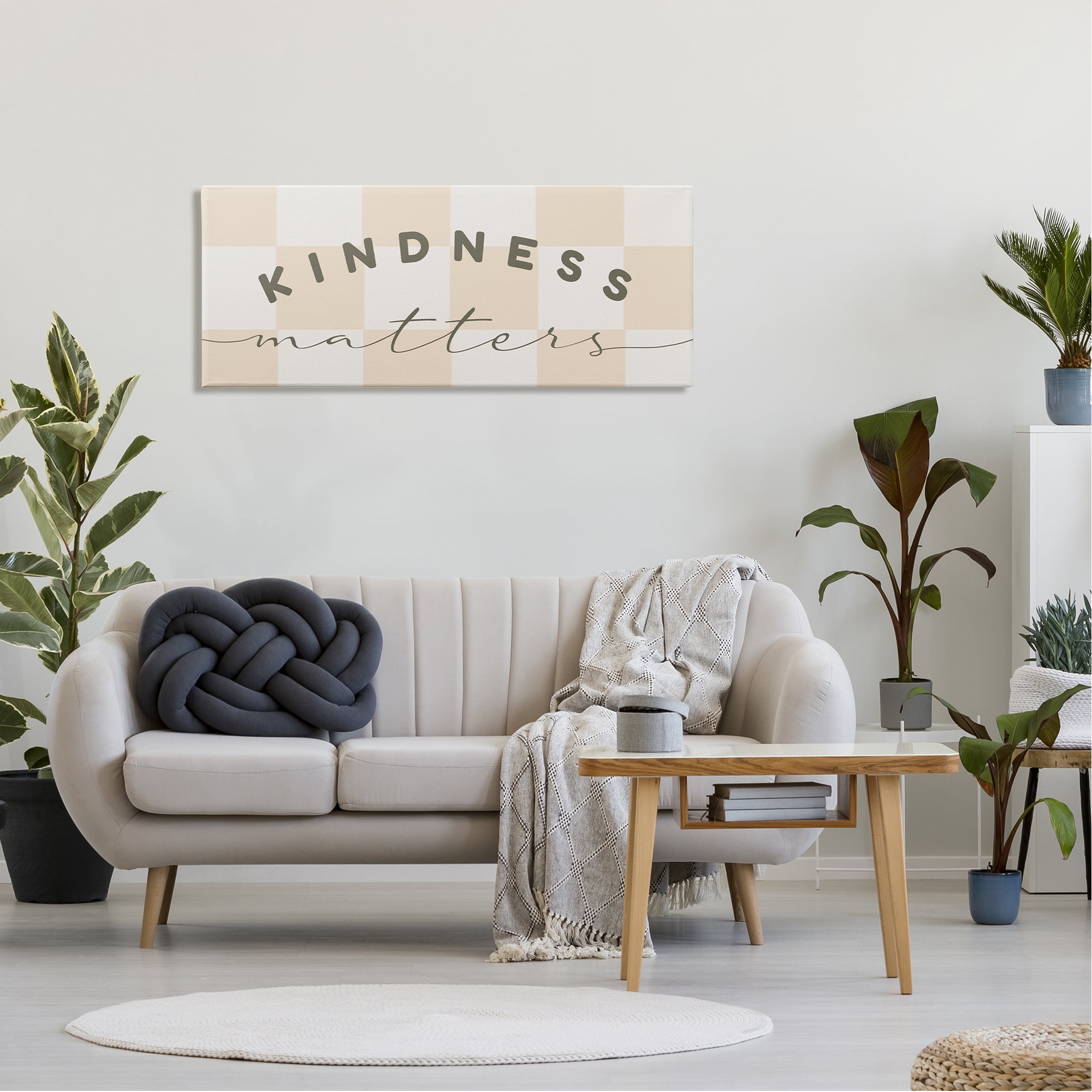 Stupell Industries Kindness Matters Cheerful Checkered Pattern Typography Graphic Art Gallery Wrapped Canvas Print Wall Art, Design by Daphne Polselli