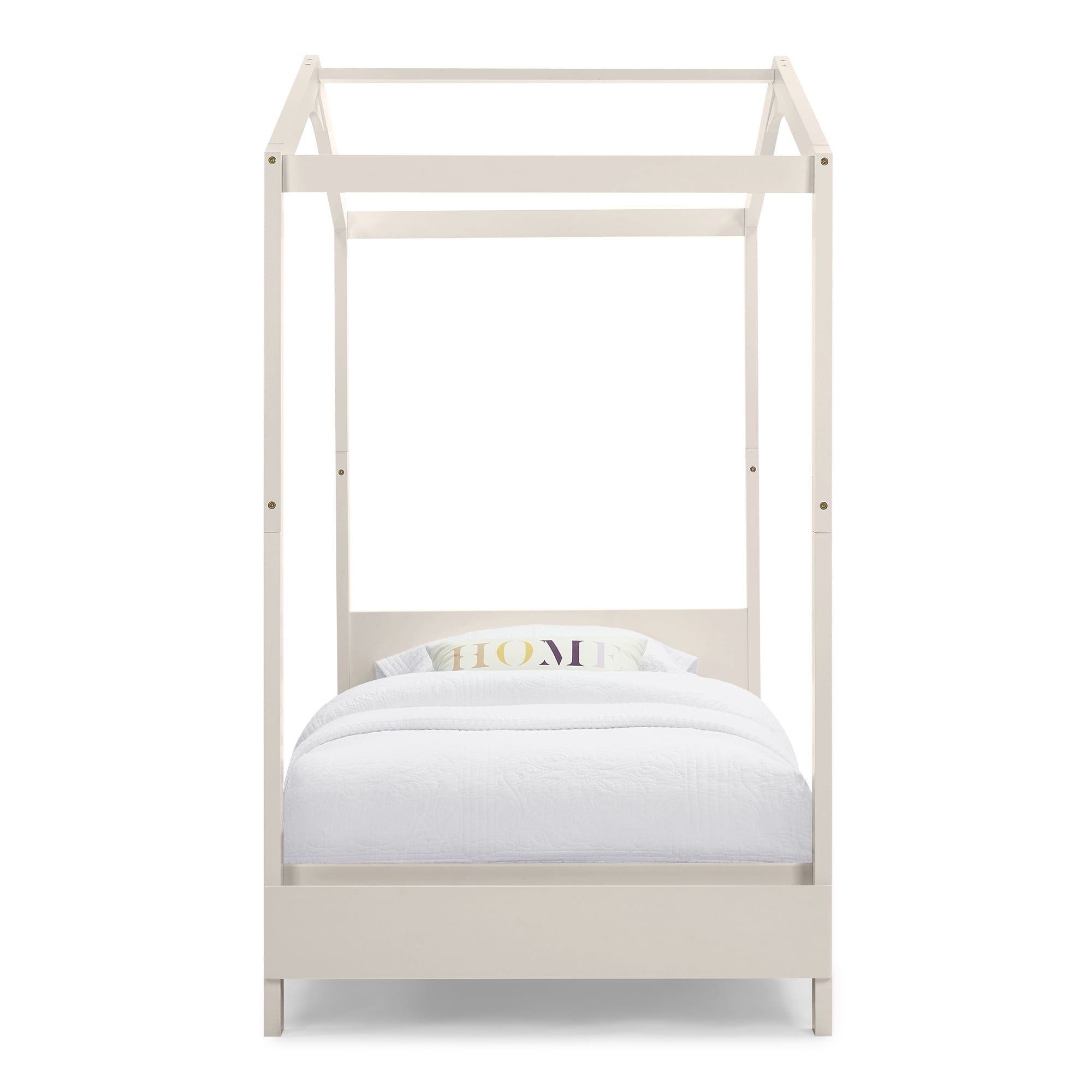 Delta Children Poppy House Wood Twin Bed, Platform Bed - No Box Spring Needed, Natural Sandstone