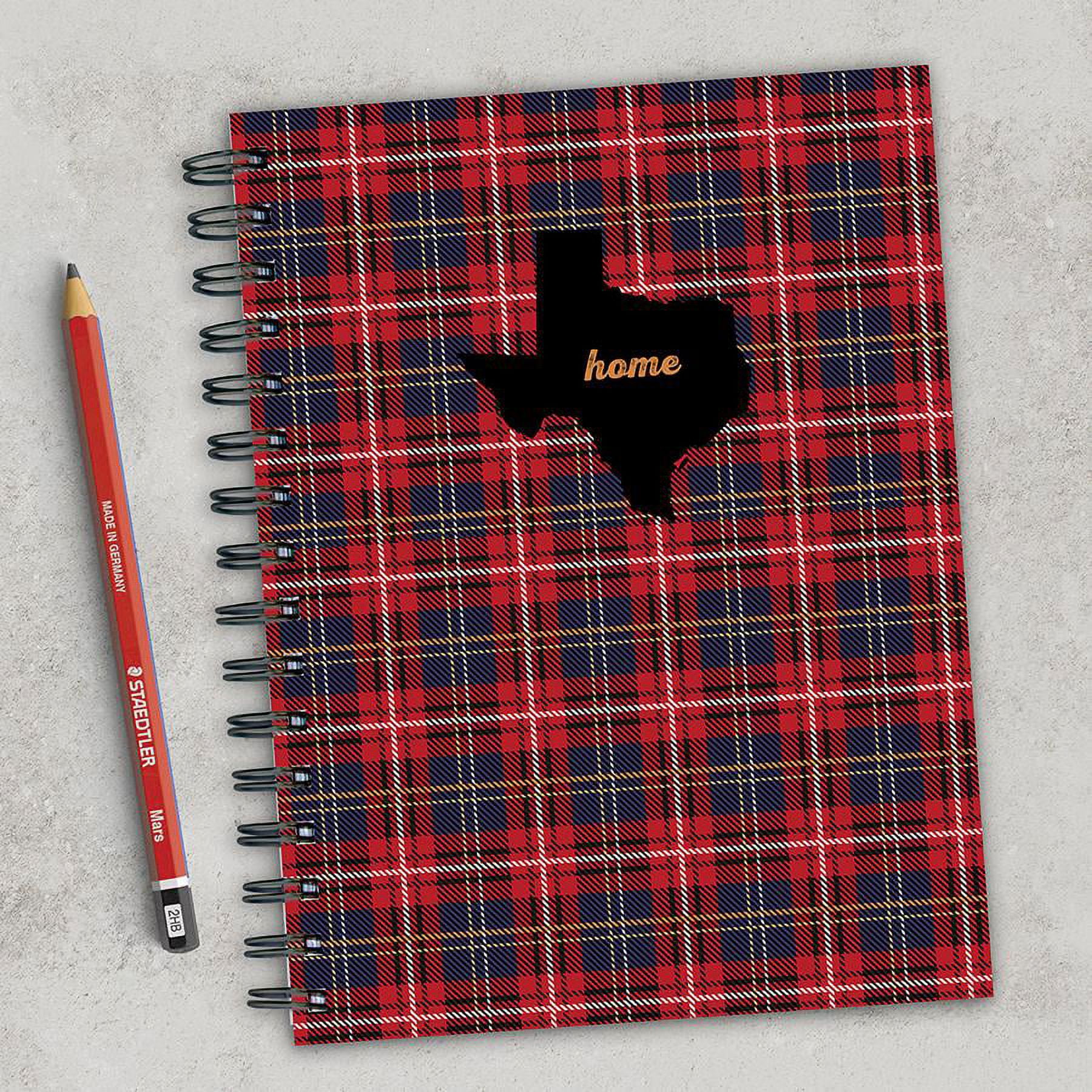 Texas - State Pride Plaid Spiral Journal - 7x9 Lined Notebook - for Adults, Students, Kids