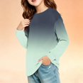 thumbnail image 2 of Girls' shirt Long Sleeve Crewneck Gradient Tops Casual Soft Baggy Pullover Sweatshirt for Kids, 2 of 6