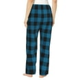 thumbnail image 3 of Goofa Blue Black Plaid Printed Soft Pajama Pants for Women, Wide Leg Comfy Casual Lounge Yoga Pants-XX-Large, 3 of 9