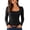 Black, variant on Womens Ribbed Long Sleeve Shirts Y2K Square Neck Slim Fit Tee Top | Casual Ribbed Knit Slim Fit Tops Fall Basic Business Work Tee