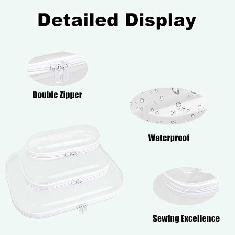 Clear Hard Shell Zipper Case,3PCS Transparent Clear Zipper Pouches