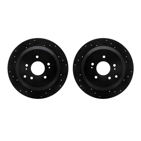 Dynamic Friction Company Rear Brake Rotors-Drilled and Slotted-Black 8002-03064